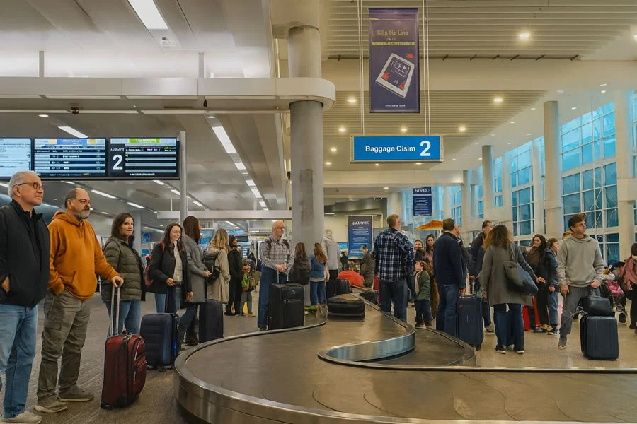 Travelers at Fort Lauderdale Airport waiting for luggage at Baggage Claim Area 2
